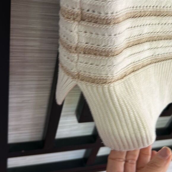 French connection beige knit striped  sleeveless sweater size S ￼ - Picture 5 of 5